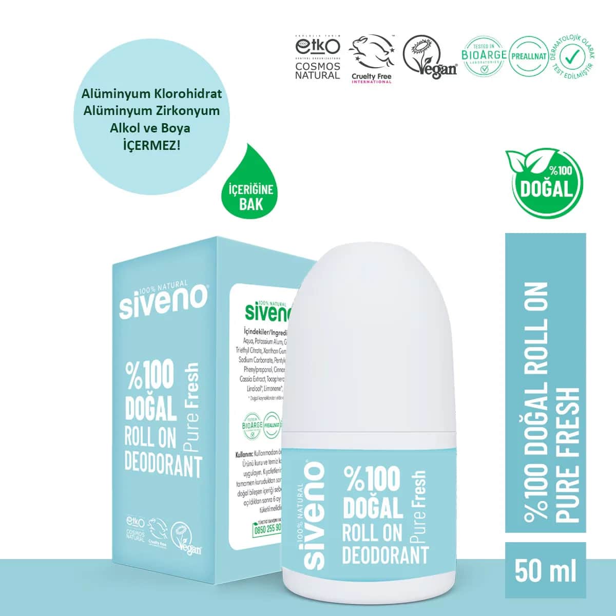 Siveno Natural Roll On Pure Fresh 50 ml