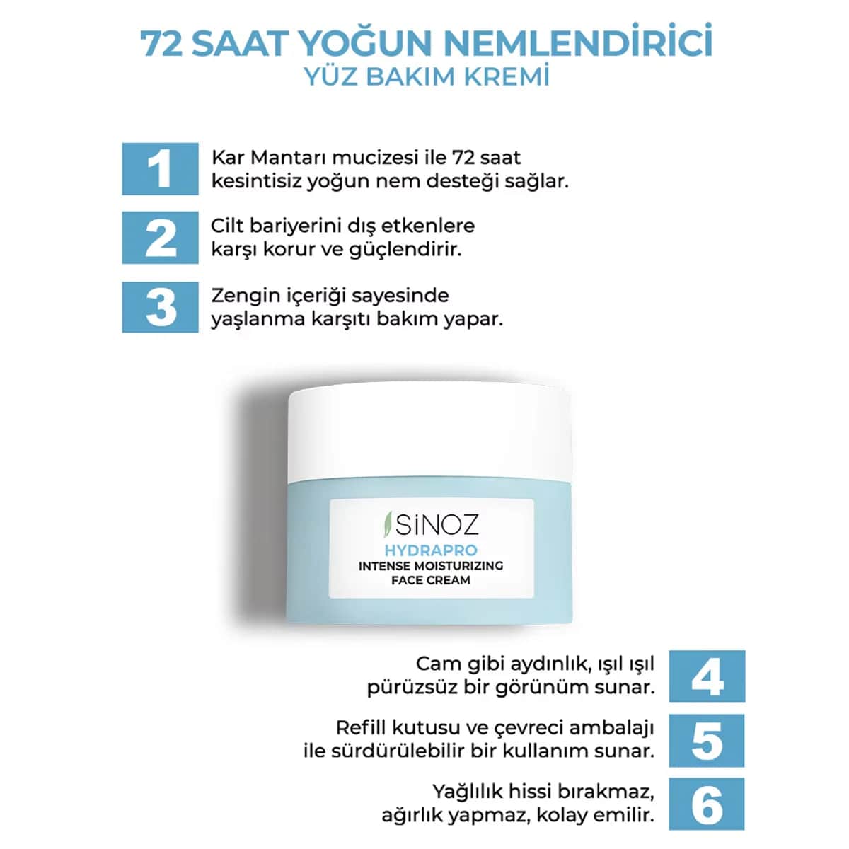 Sinoz Hydrapro Intensive Moisturizing Face Care Cream 50 ml