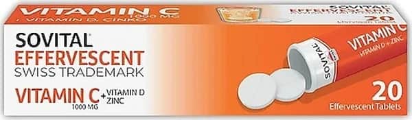 Sovital Vitamin C 1000 mg 20 effervescent Tablets