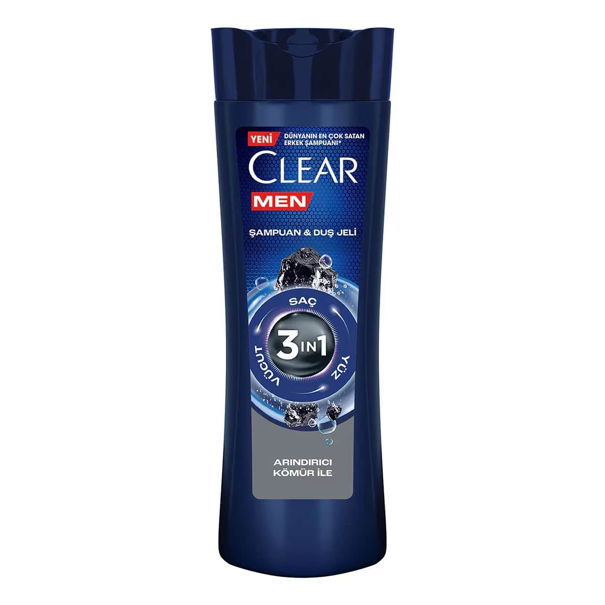 Clear Men 3 in 1 Shampoo &amp; Shower Gel A Purifying Charcoal For Hair Face Body 350 ml