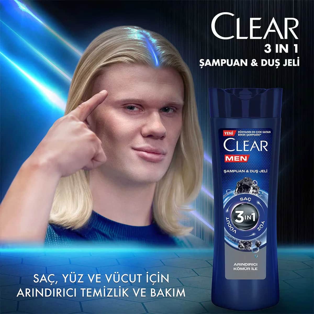 Clear Men 3 in 1 Shampoo &amp; Shower Gel A Purifying Charcoal For Hair Face Body 350 ml