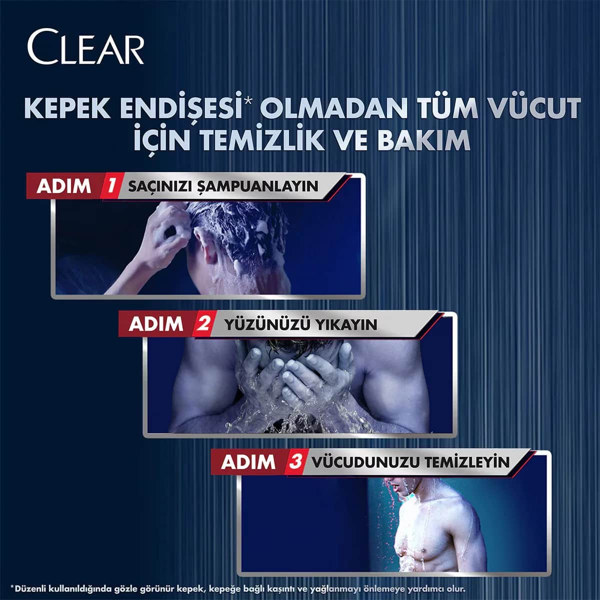 Clear Men 3 in 1 Shampoo &amp; Shower Gel A Purifying Charcoal For Hair Face Body 350 ml