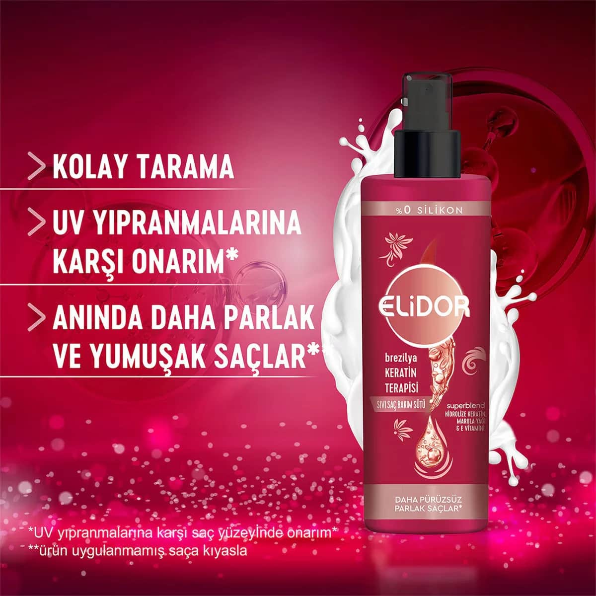 Elidor Brazilian Keratin Therapy Liquid Hair Care Milk 200 ml + Keratin Care Cure 90 ml 200 ml + 90 ml