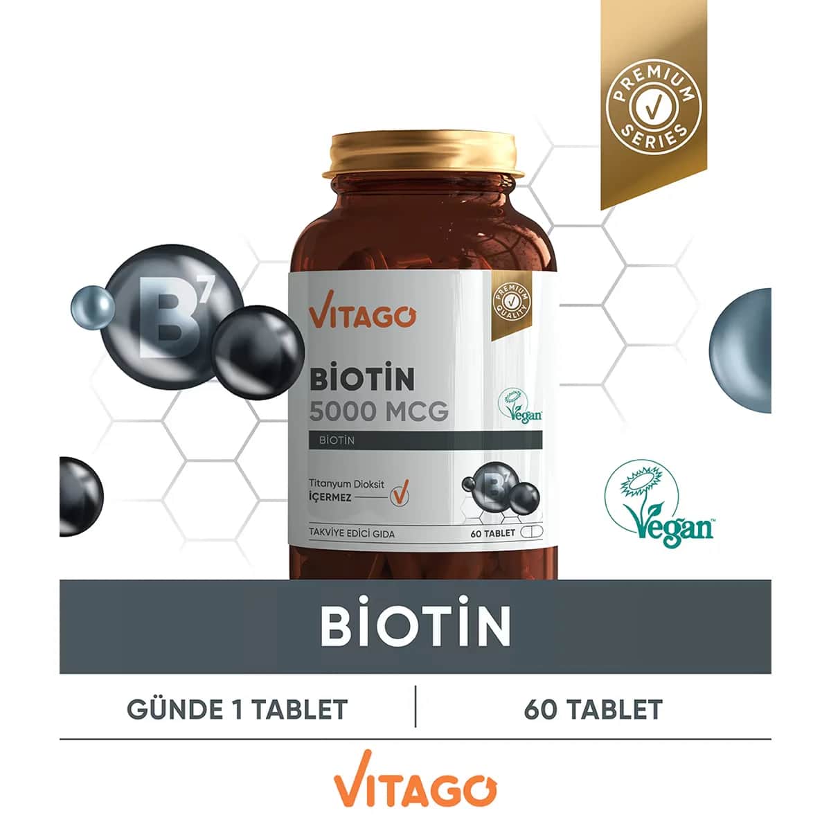 Vitago Biotin 5000 mcg Tablet Supplementary Food 60's