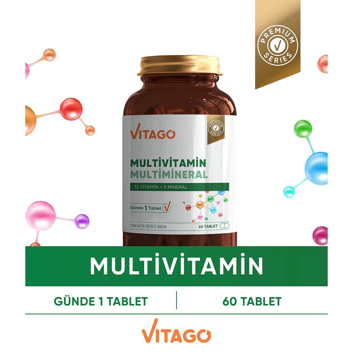 Vitago Multivitamin, Multimineral, Coenzyme Q-10 tablet Supplementary Food 60's