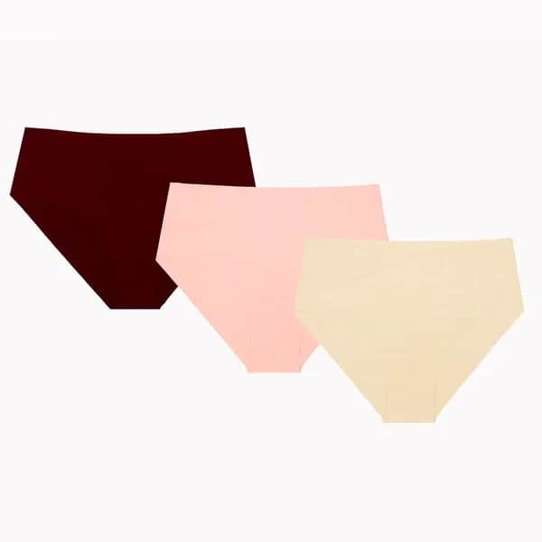 NBB 3-Pack Laser Cut Panties Xl Skin &amp; Claret Red &amp; Dusty Rose