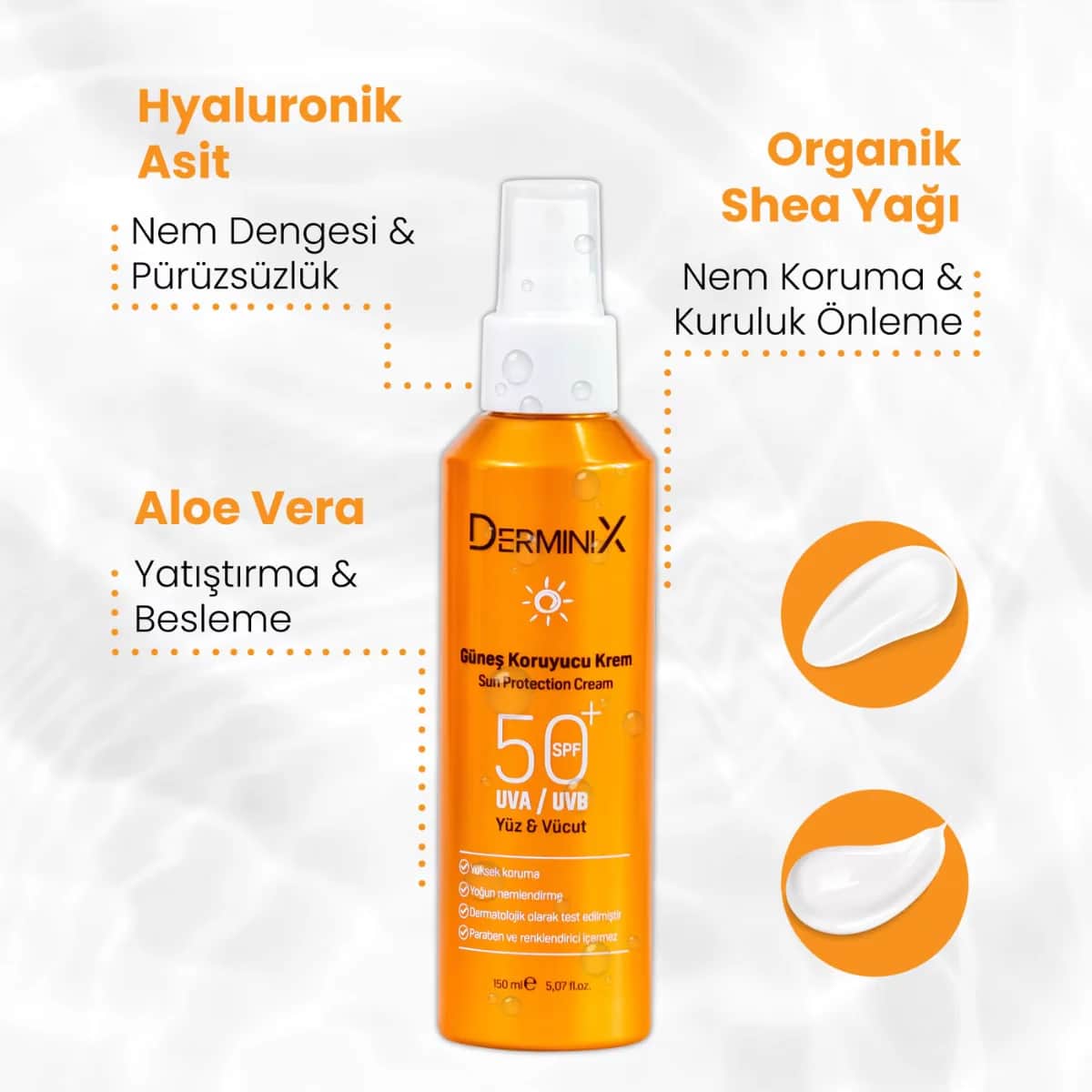 Derminix Face And Body Sunscreen Spray Cream Spf50+ 150 ml