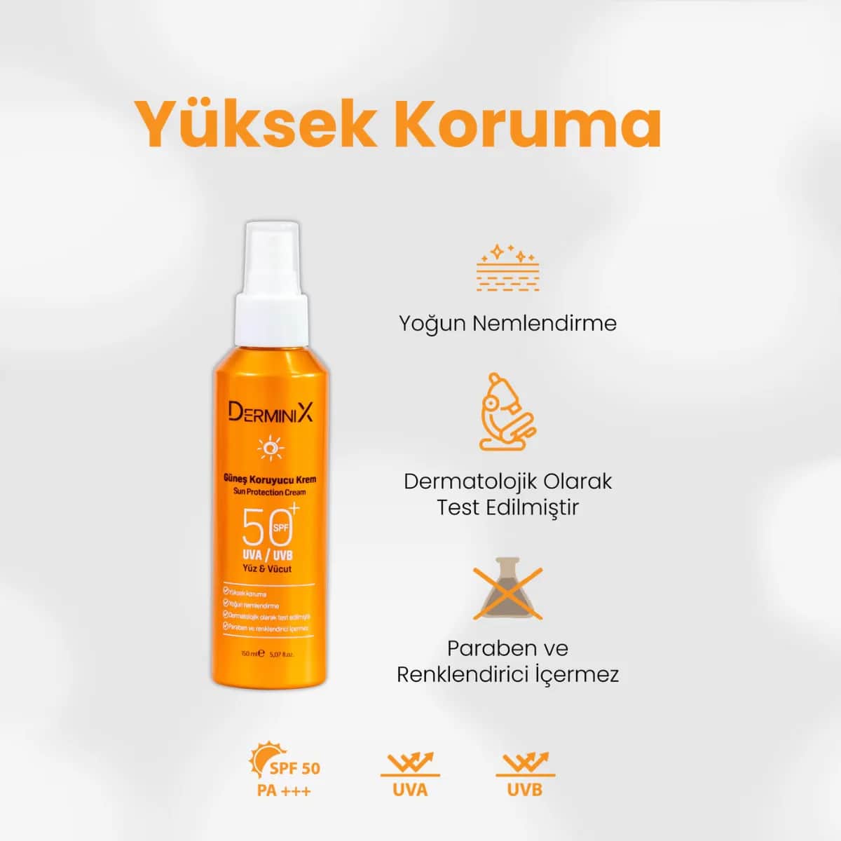 Derminix Face And Body Sunscreen Spray Cream Spf50+ 150 ml
