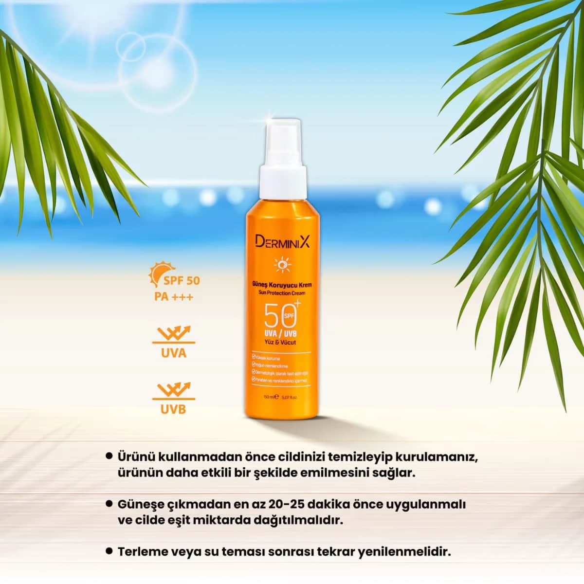Derminix Face And Body Sunscreen Spray Cream Spf50+ 150 ml