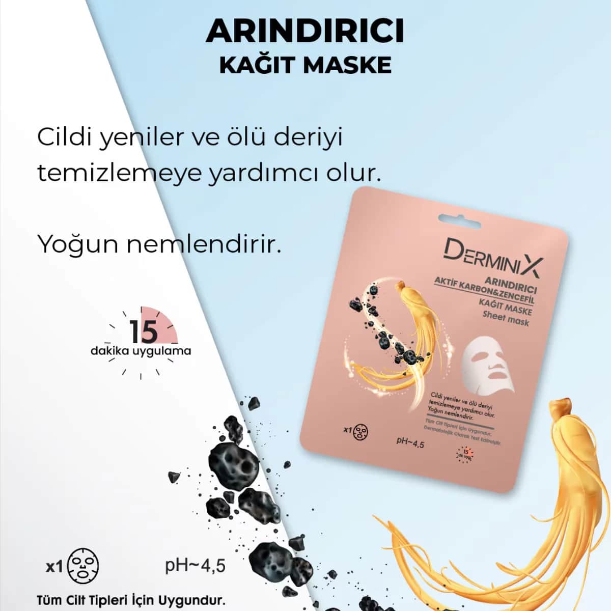 Derminix Purifying Paper Mask Active Carbon And Ginger 1 pcs