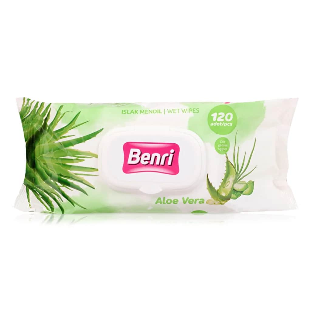 Benri Aloe Vera Wet Wipes - 120 Pack, Gentle &amp; Moisturizing