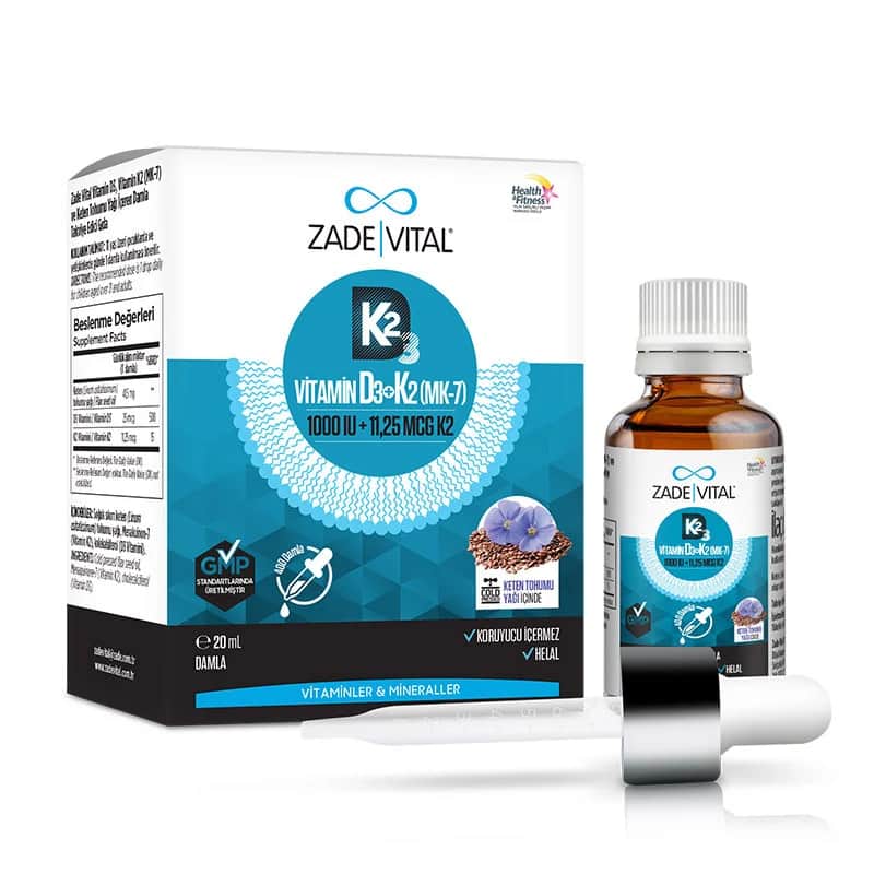 Zade Vital Vitamin D3 k2 and Flaxseed Drops 20 ml