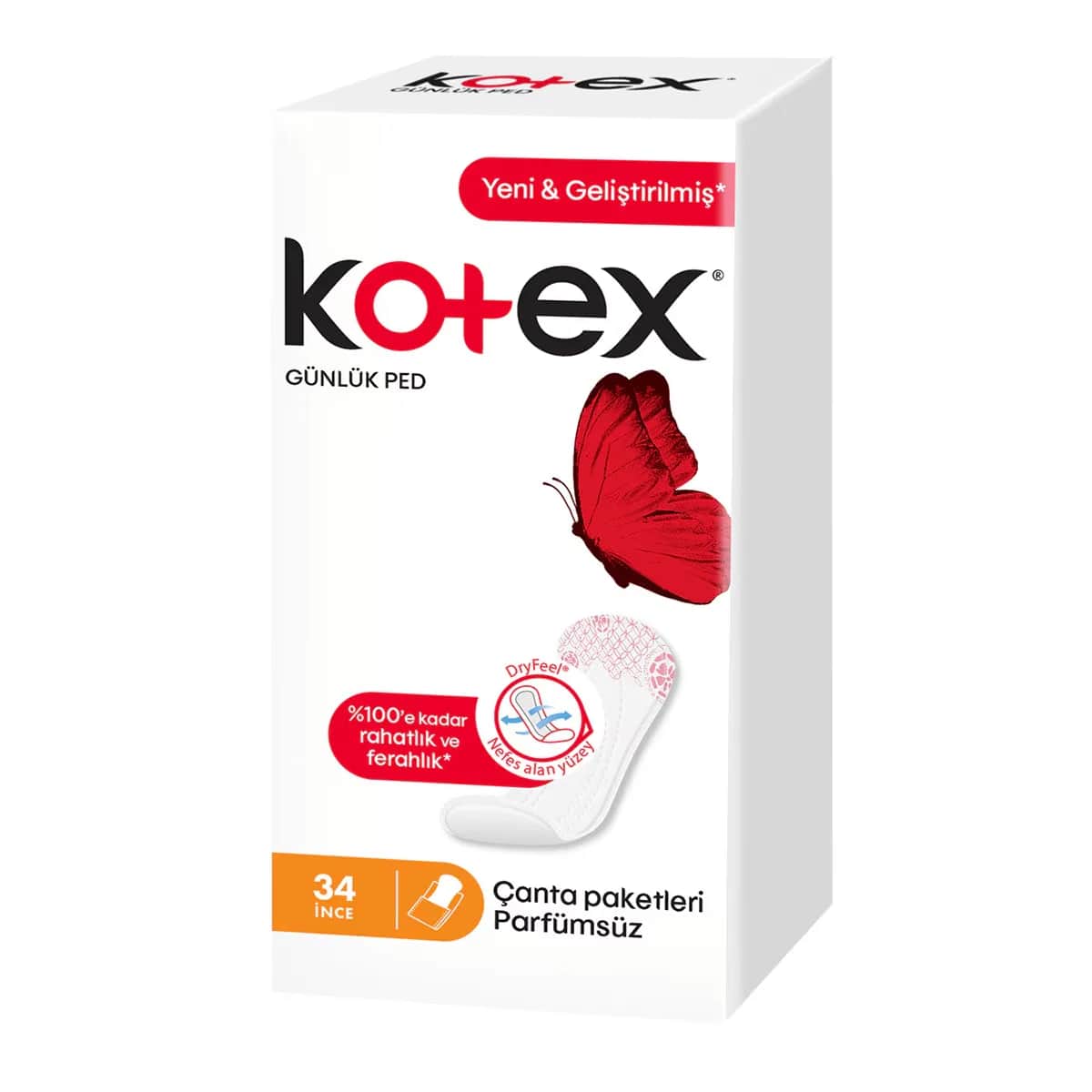 Kotex Thin Unscented Daily Pads - 34 Count for Comfort