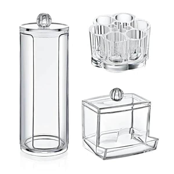 Bee Home 3-Piece Crystal Makeup Organizer Set - Stylish &amp; Compact