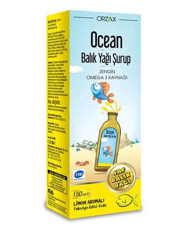 Orzax Ocean Omega-3 fish Oil Syrup Lemon Flavored 150 ml