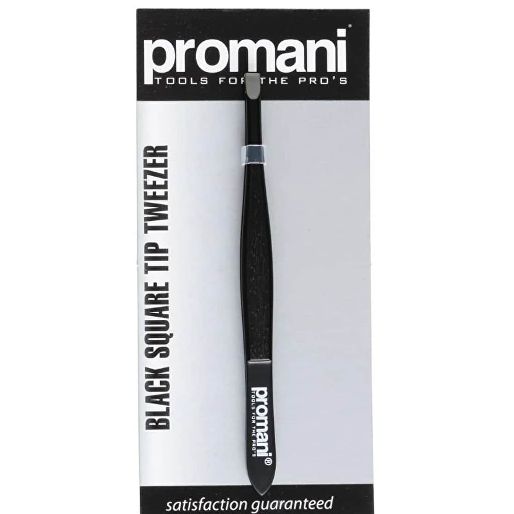 Promani Black Flat Tip Tweezers
