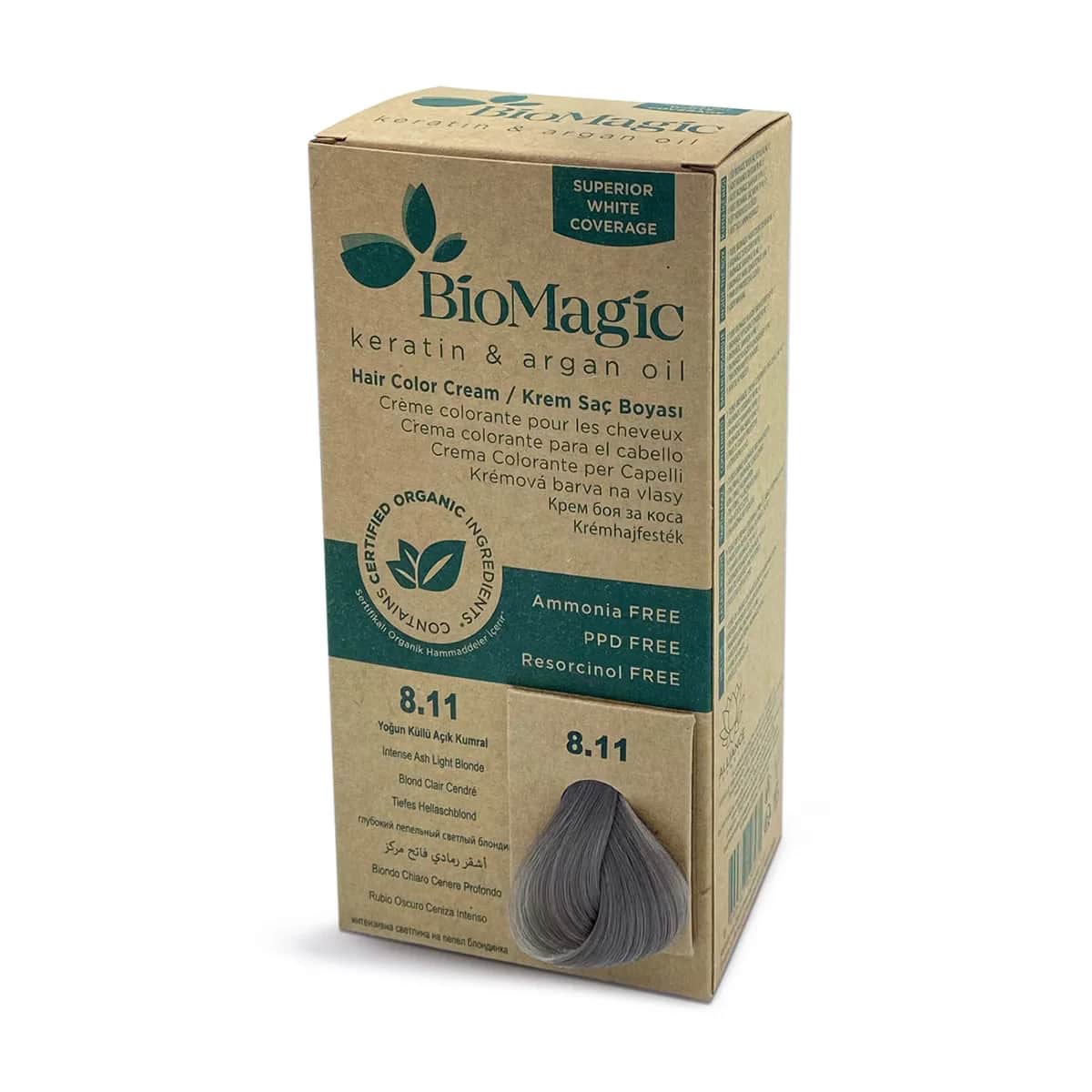 Biomagic Hair Color Dense Ash Light Brown No: 811