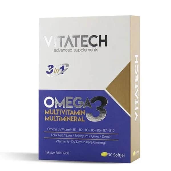 OTC İstanbul İlaç Vitatech 3 in 1 omega 3 multivitamin And Multimineral 30 capsules