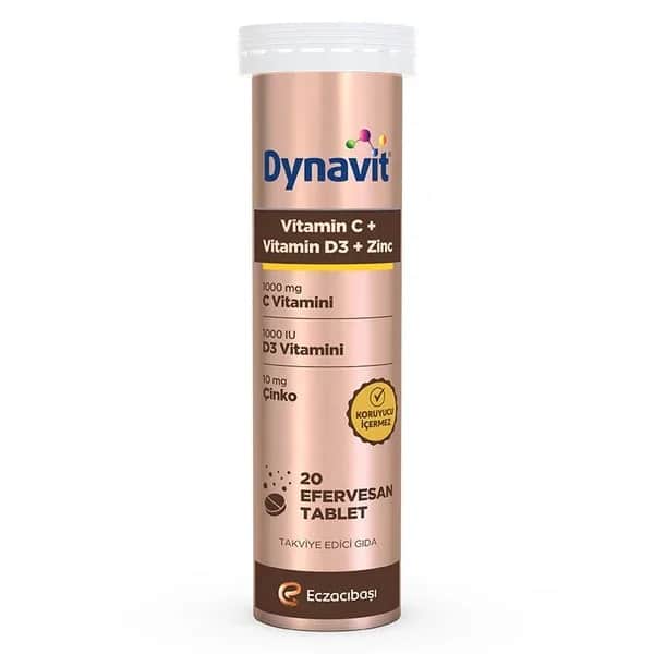 Dynavit Vitamin C+ Vitamin D3+ Zinc 20 effervescent Tablets