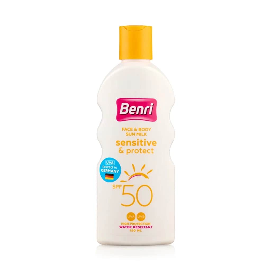 Солнцезащитное молочко для чувствительной кожи SPF 50 водостойкое от Benri