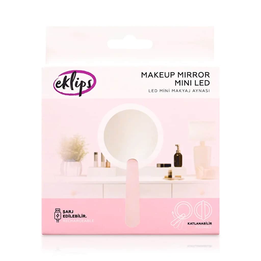 Зеркало для макияжа Eklips LED Mini - Портативное розовое компактное