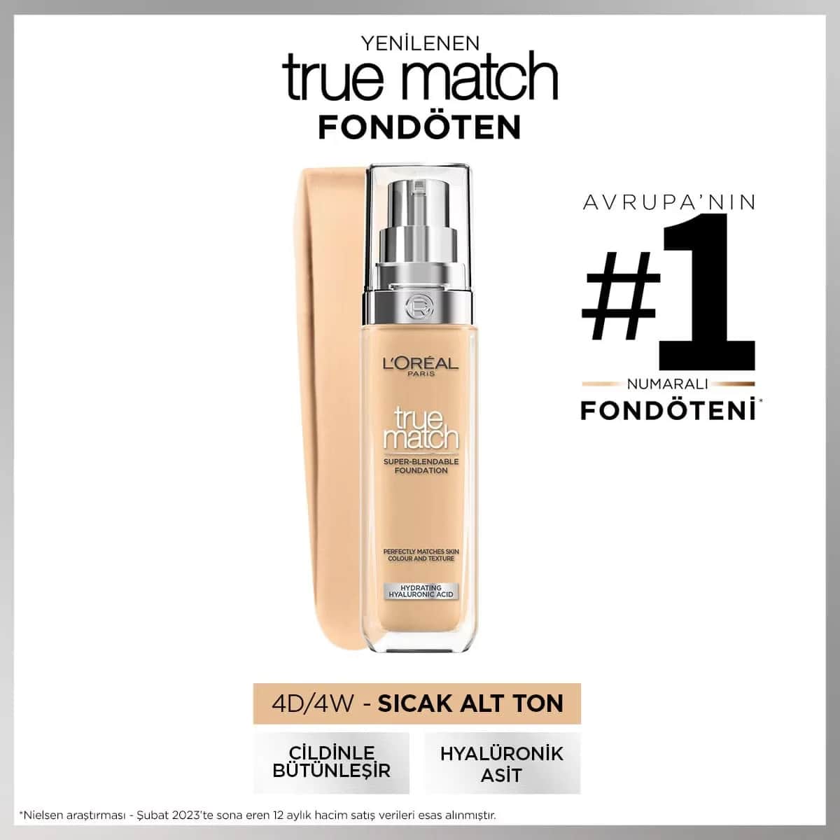 Тональный крем L'Oréal Paris True Match 30 мл - 4 d 4 w - Золотистый натуральный