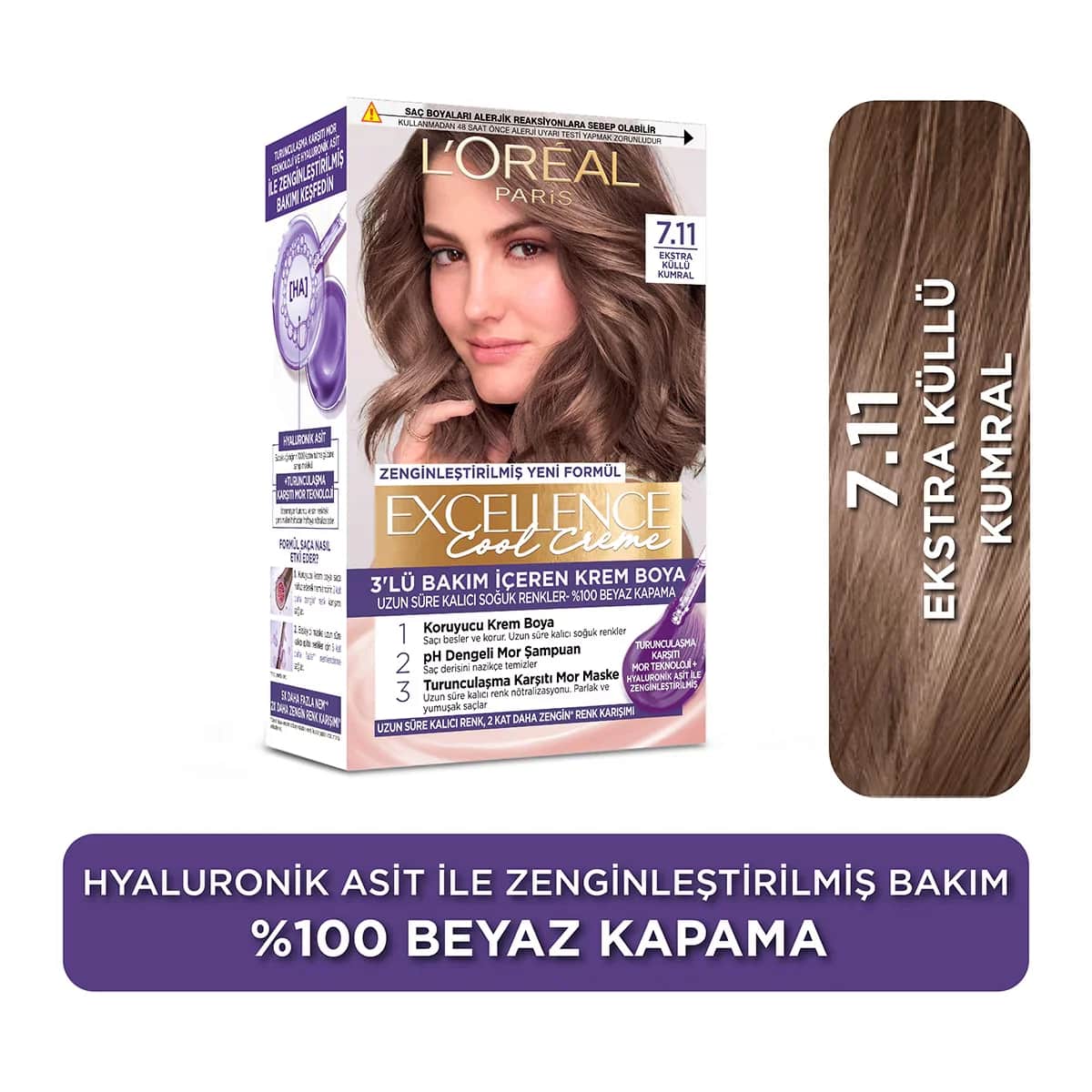 Краска для волос L'Oréal Paris Excellence Cool Creme 7.11 экстра пепельный каштан