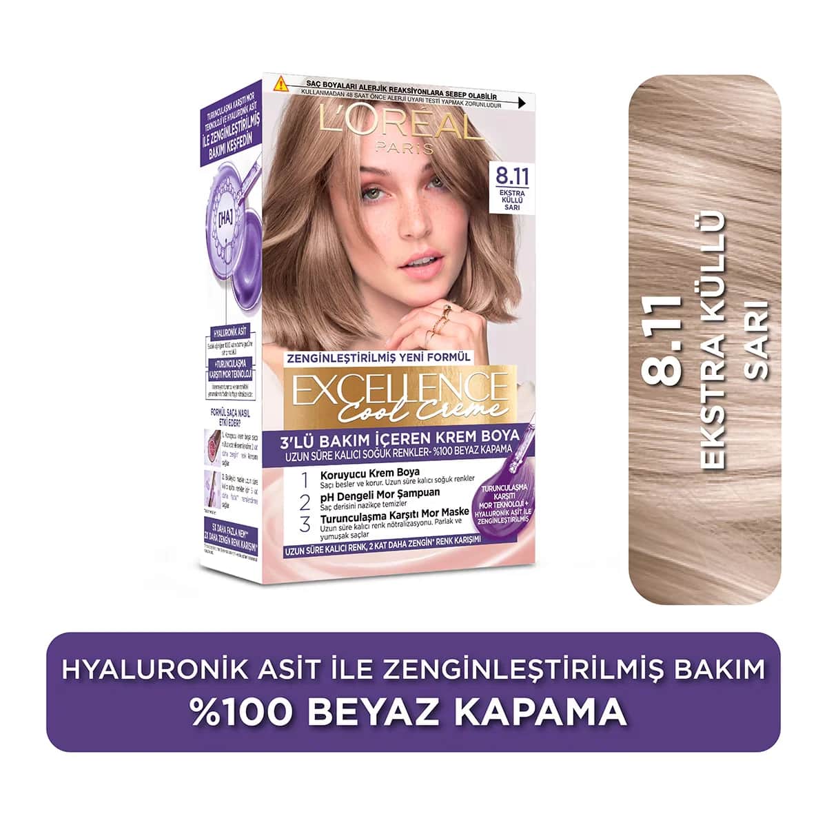 Краска для волос L'Oréal Paris Excellence Cool Creme 8.11 экстра пепельный блондин