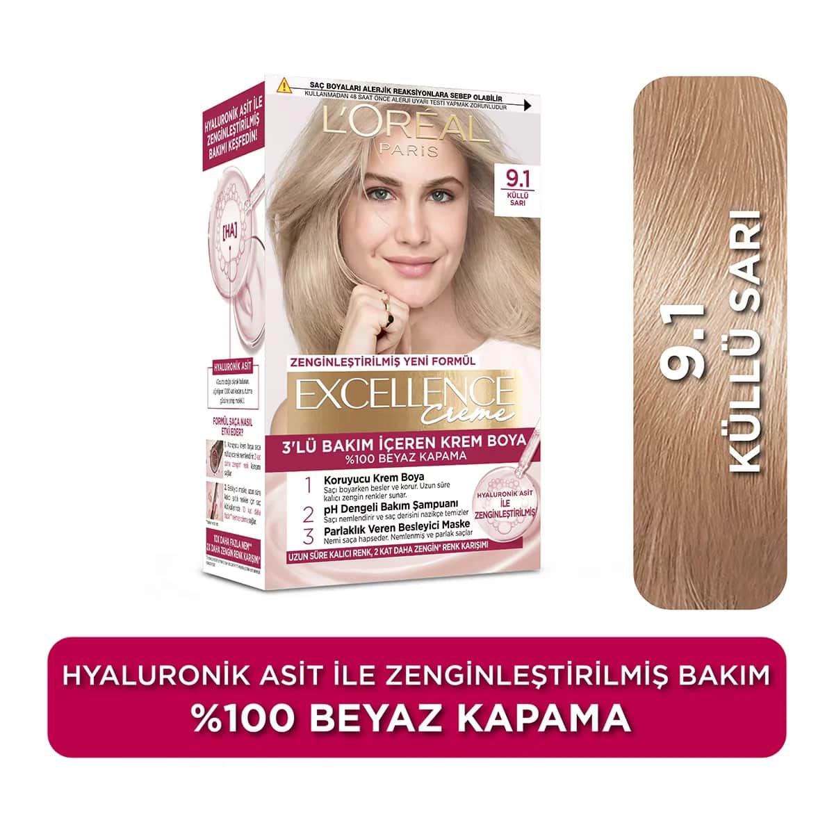 Краска для волос L'Oréal Paris Excellence Creme - 9.1 блондин пепельный