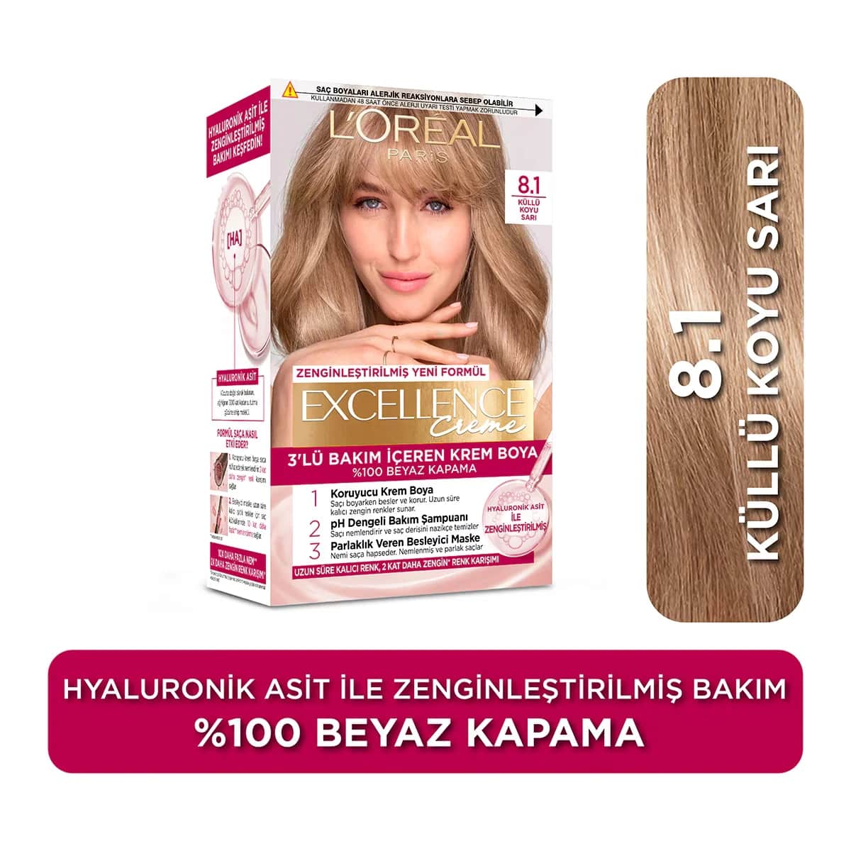 Краска для волос L'Oréal Paris Excellence Creme - 8.1 пепельный темный блондин