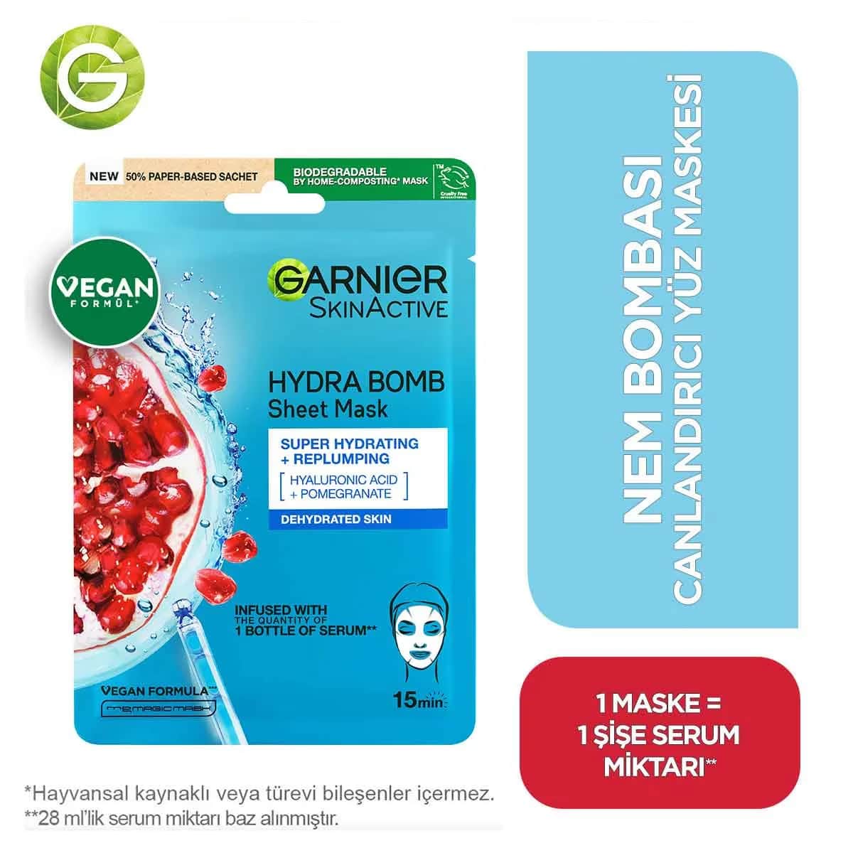 Маска для лица Garnier Увлажняющая бомба 28 г