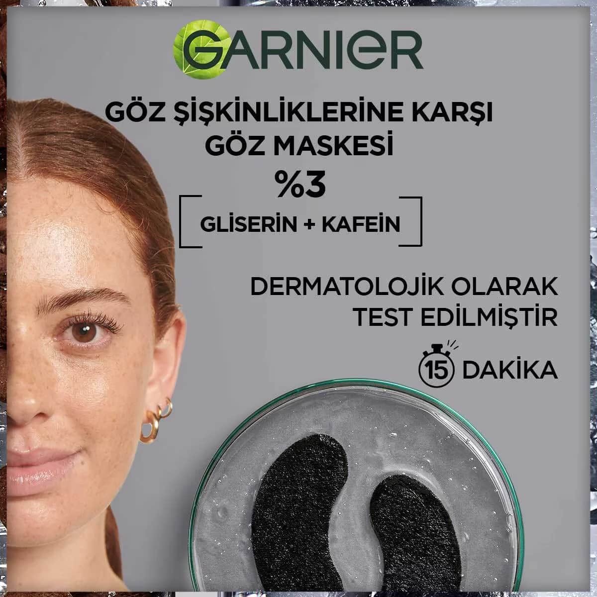Маска для глаз Garnier бумажная с углем и кофеином против отечности 1 шт.