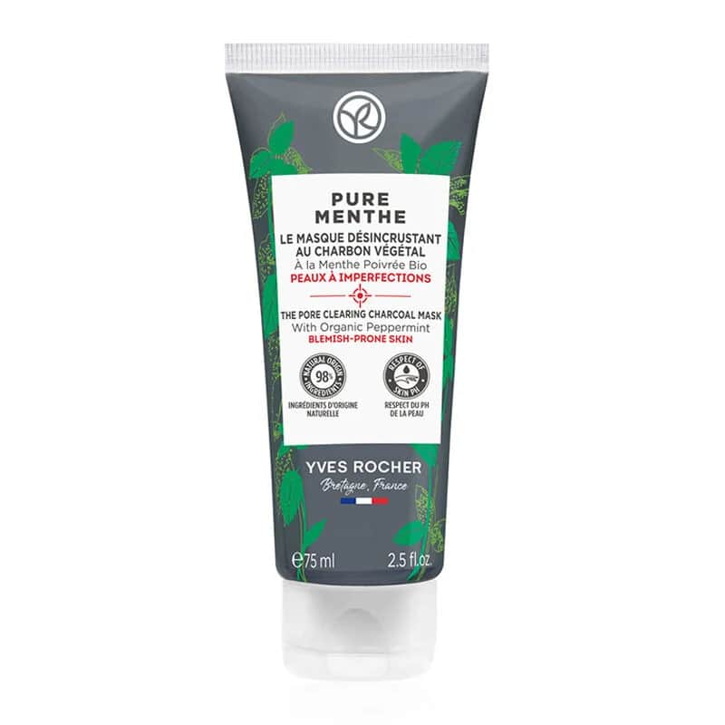 Маска для лица Yves Rocher Pure Menthe против черных точек с углем 75 мл