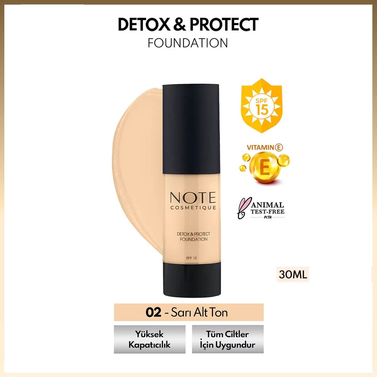 Основа для макияжа Note Detox &amp; Protect 02 Натуральный бежевый 35 мл