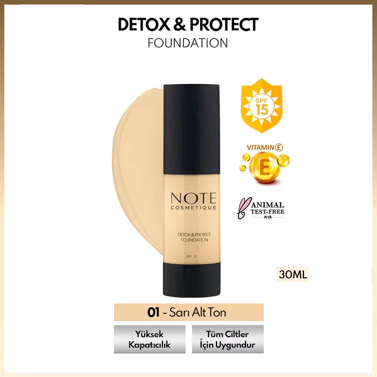 Тональный крем Note Detox &amp; Protect 01 Бежевый 35 мл