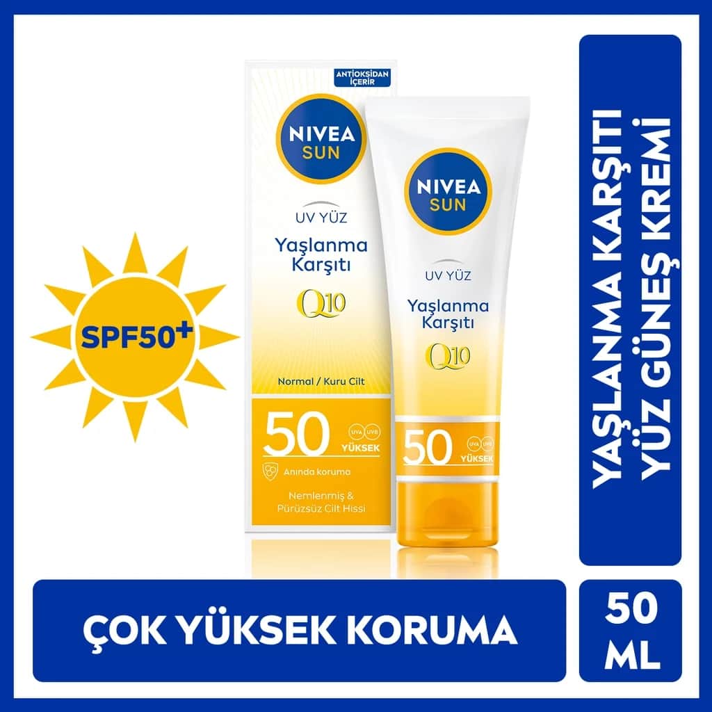 Солнцезащитный крем для лица Nivea Sun Анти-эйдж и против пигментации Q10 SPF 50 50 мл