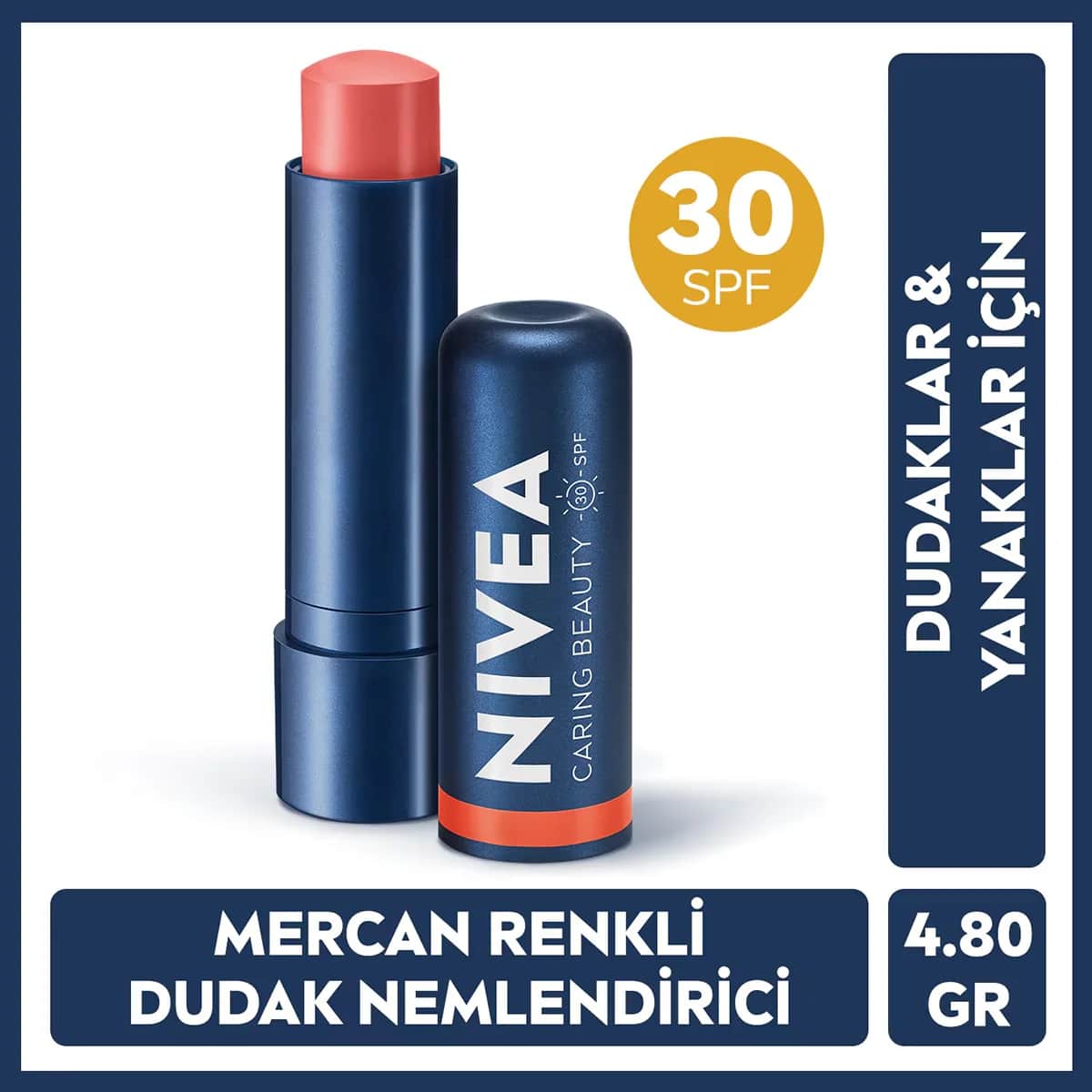 Крем для губ NIVEA с коралловым оттенком SPF30 с витамином E 4.8г