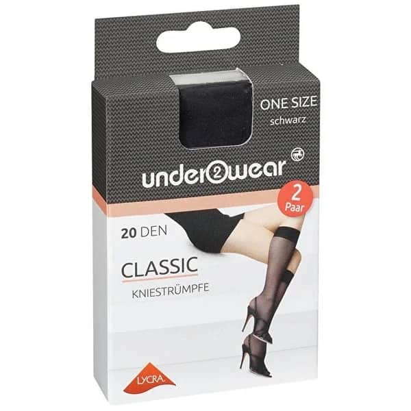 Черные тонкие носки ниже колена - 2 пары стандартного размера от Underwear