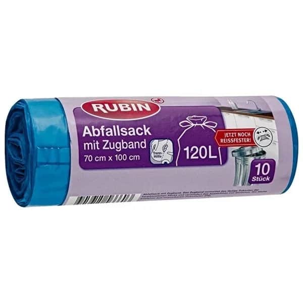 Мусорный пакет Rubin с ручкой - 120 литров 70x100 см 10 шт