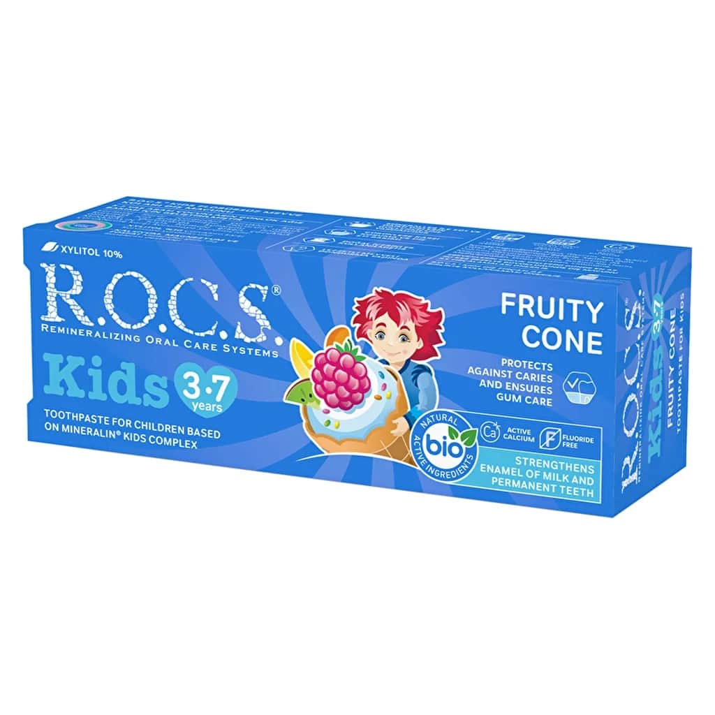 Детская зубная паста Rocs для детей 3-7 лет (фруктовый рожок) 35 мл.