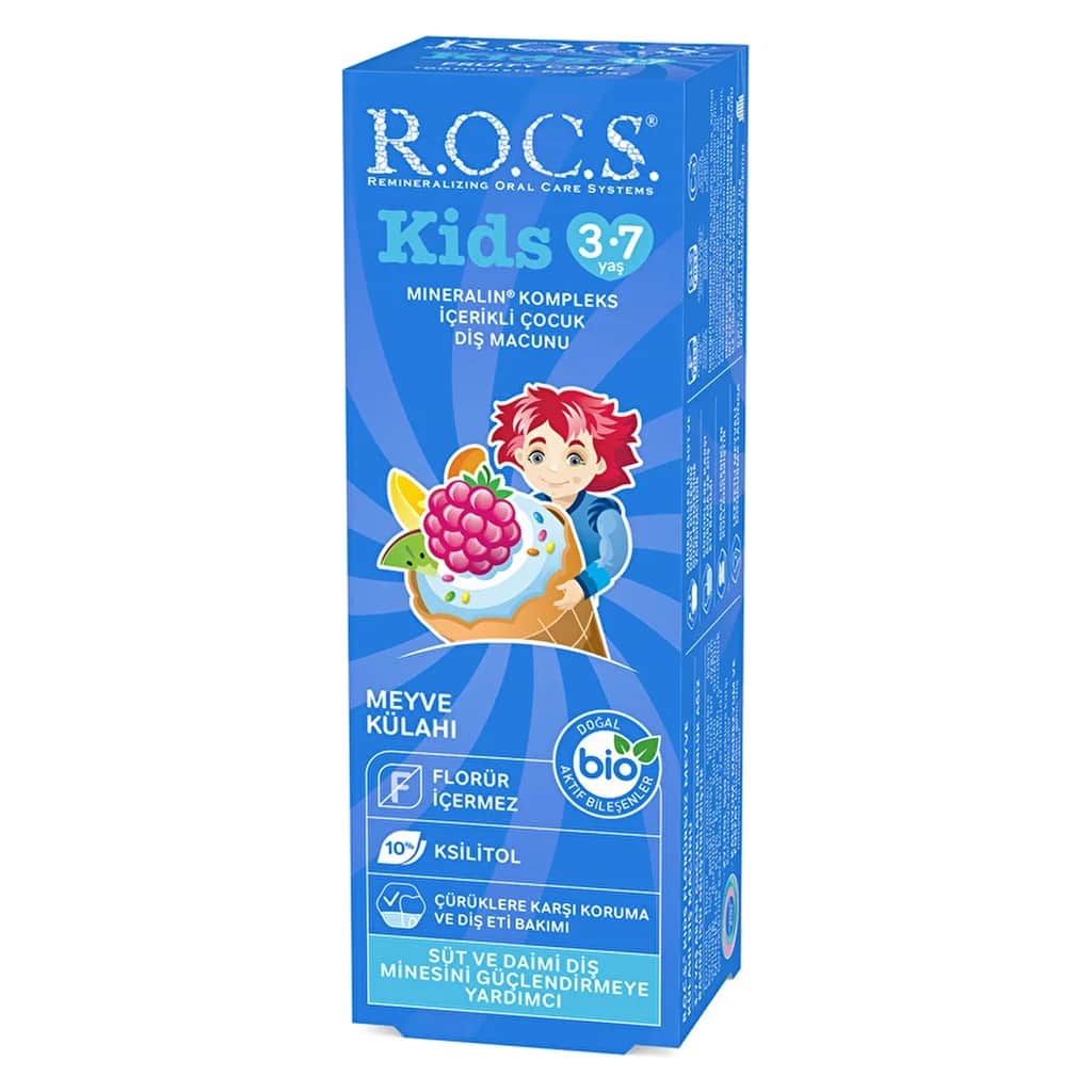 Детская зубная паста Rocs для детей 3-7 лет (фруктовый рожок) 35 мл.