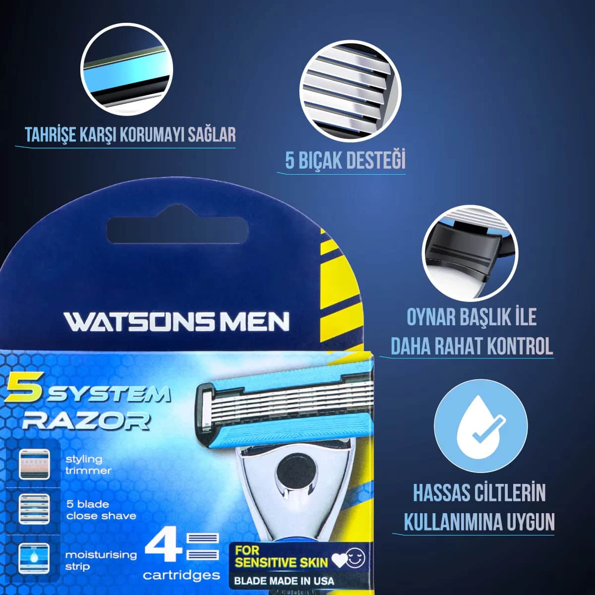 Запасные бритвы Watsons Men 5 лезвий 4 шт