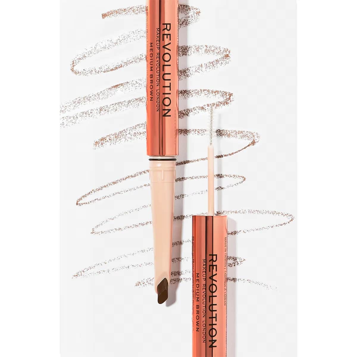 Дуэт для бровей Revolution Fluffy Brow: карандаш и тушь для бровей, пепельный коричневый