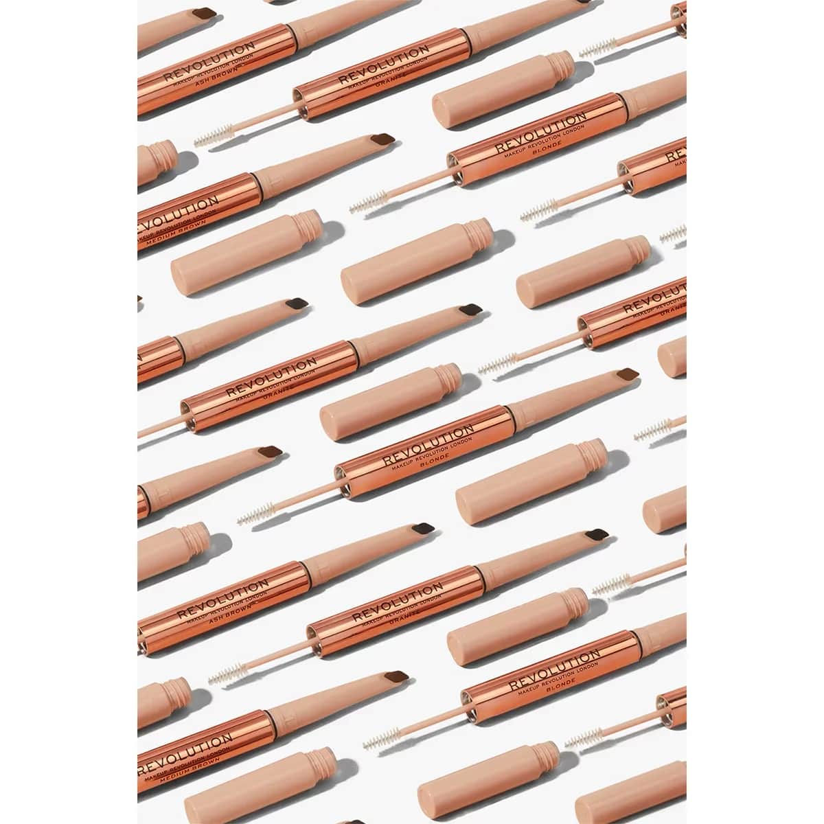 Дуэт для бровей Revolution Fluffy Brow: карандаш и тушь для бровей, пепельный коричневый