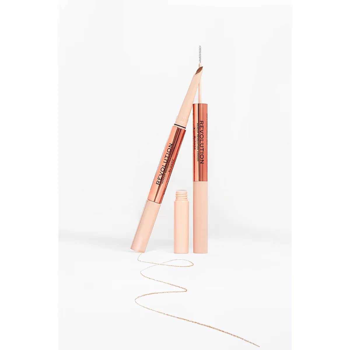 Дуэт для бровей Revolution Fluffy Brow: карандаш и тушь для бровей темно-коричневый