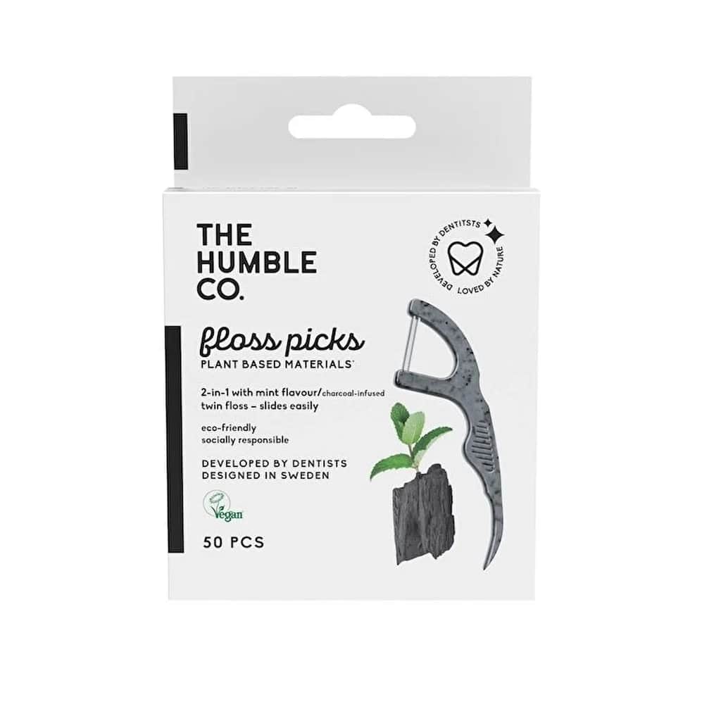 Зубная нить с углем и мятным вкусом 50 шт от The Humble Co