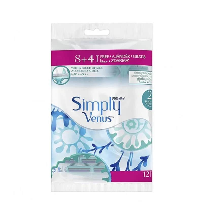 Бритва женская Gillette Simply Venus с 2 лезвиями, 12 штук (4+8)