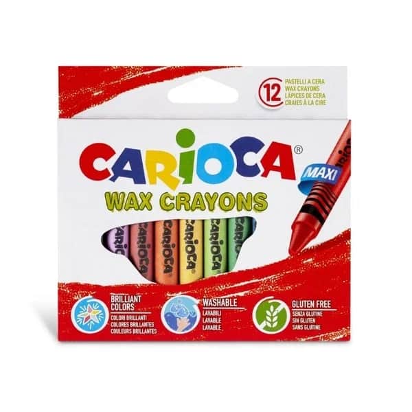 Карандаши Carioca Maxi Washable пастельные - 12 цветов, 12 мм