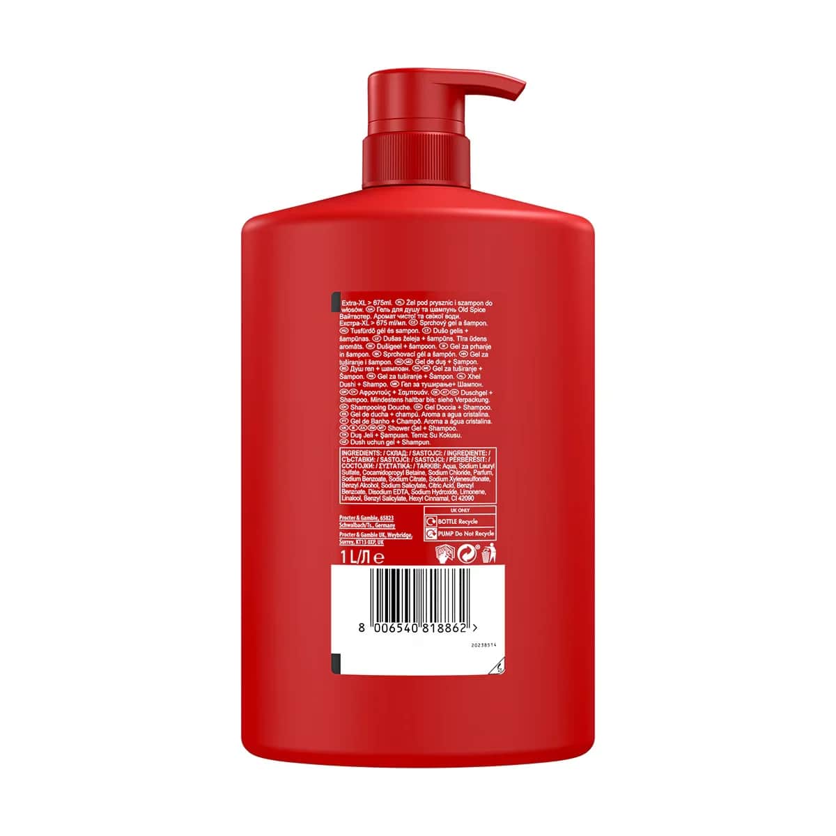 Гель для душа и шампунь Old Spice Whitewater для мужчин 1000 мл Экстра-XL