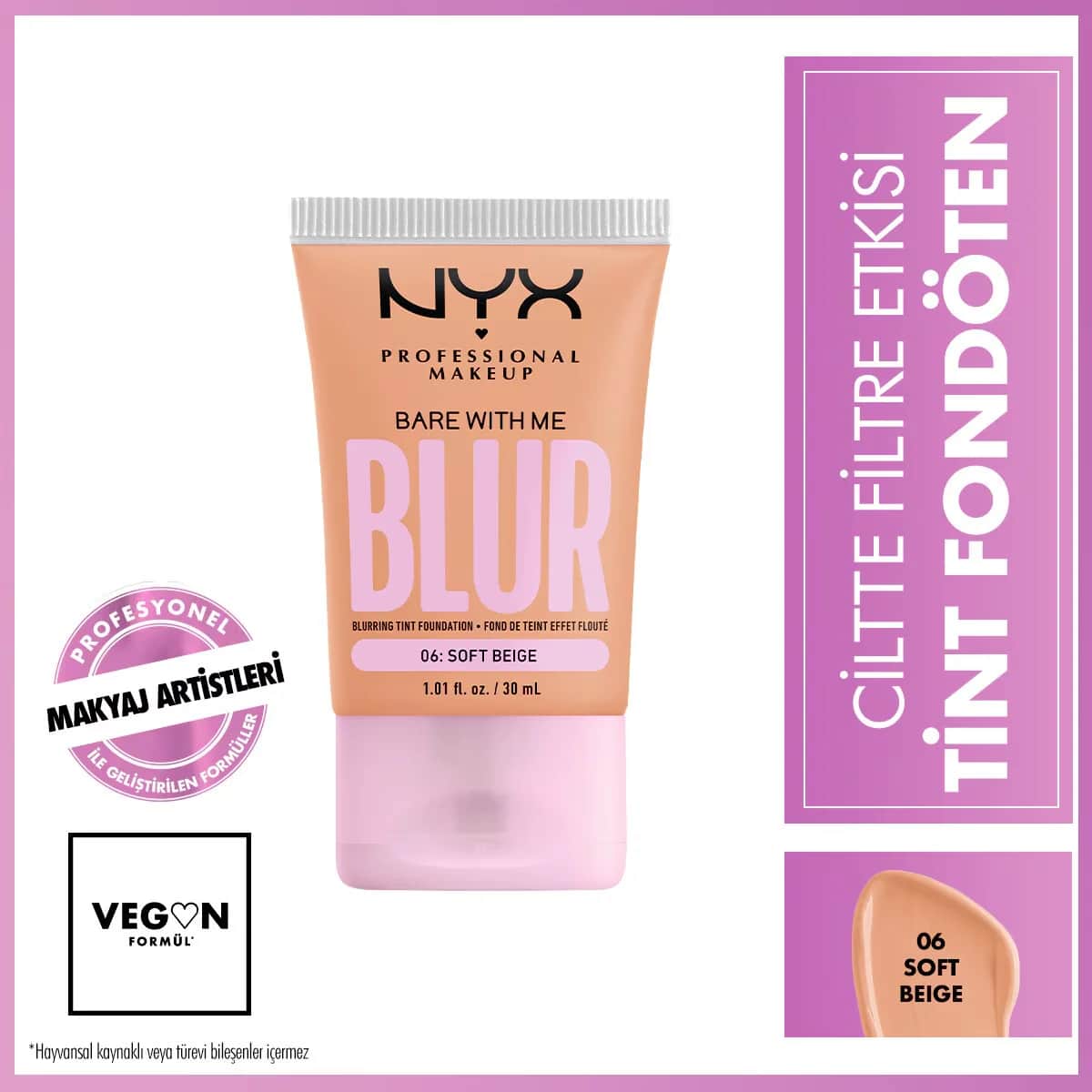 Фонд для лица Nyx Professional Makeup Blur Tint Skin Filter Effect 06 мягкий бежевый